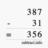 Calculate 387 minus 31 using long subtraction