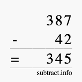 Calculate 387 minus 42 using long subtraction