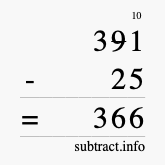 Calculate 391 minus 25 using long subtraction