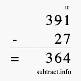 Calculate 391 minus 27 using long subtraction