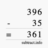 Calculate 396 minus 35 using long subtraction