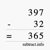 Calculate 397 minus 32 using long subtraction