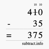 Calculate 410 minus 35 using long subtraction