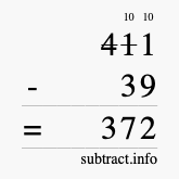 Calculate 411 minus 39 using long subtraction