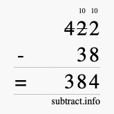 Calculate 422 minus 38 using long subtraction