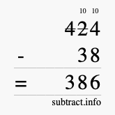 Calculate 424 minus 38 using long subtraction