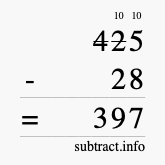 Calculate 425 minus 28 using long subtraction
