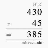Calculate 430 minus 45 using long subtraction