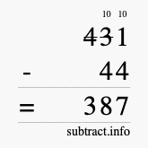 Calculate 431 minus 44 using long subtraction