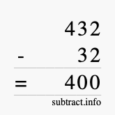 Calculate 432 minus 32 using long subtraction