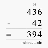 Calculate 436 minus 42 using long subtraction