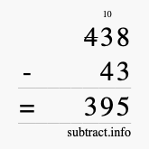 Calculate 438 minus 43 using long subtraction