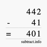 Calculate 442 minus 41 using long subtraction
