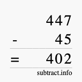 Calculate 447 minus 45 using long subtraction