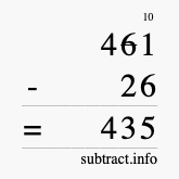 Calculate 461 minus 26 using long subtraction