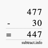 Calculate 477 minus 30 using long subtraction