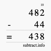 Calculate 482 minus 44 using long subtraction