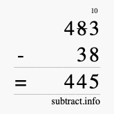 Calculate 483 minus 38 using long subtraction