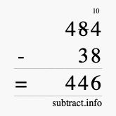 Calculate 484 minus 38 using long subtraction
