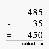 Calculate 485 minus 35 using long subtraction Calculate 485 minus 35 using long subtraction