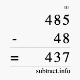 Calculate 485 minus 48 using long subtraction
