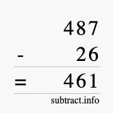 Calculate 487 minus 26 using long subtraction