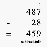 Calculate 487 minus 28 using long subtraction