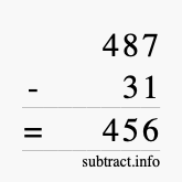Calculate 487 minus 31 using long subtraction Calculate 487 minus 31 using long subtraction