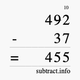Calculate 492 minus 37 using long subtraction