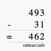 Calculate 493 minus 31 using long subtraction
