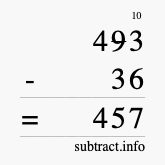 Calculate 493 minus 36 using long subtraction