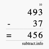 Calculate 493 minus 37 using long subtraction