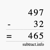 Calculate 497 minus 32 using long subtraction