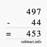 Calculate 497 minus 44 using long subtraction Calculate 497 minus 44 using long subtraction