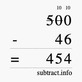 Calculate 500 minus 46 using long subtraction Calculate 500 minus 46 using long subtraction