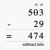 Calculate 503 minus 29 using long subtraction Calculate 503 minus 29 using long subtraction