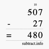Calculate 507 minus 27 using long subtraction