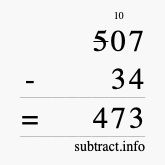 Calculate 507 minus 34 using long subtraction