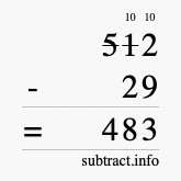 Calculate 512 minus 29 using long subtraction