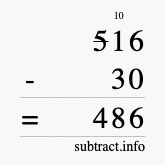 Calculate 516 minus 30 using long subtraction