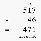 Calculate 517 minus 46 using long subtraction