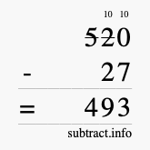 Calculate 520 minus 27 using long subtraction Calculate 520 minus 27 using long subtraction