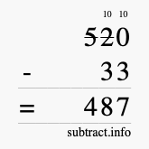 Calculate 520 minus 33 using long subtraction Calculate 520 minus 33 using long subtraction