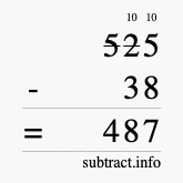 Calculate 525 minus 38 using long subtraction