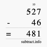Calculate 527 minus 46 using long subtraction
