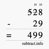 Calculate 528 minus 29 using long subtraction