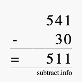 Calculate 541 minus 30 using long subtraction