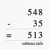 Calculate 548 minus 35 using long subtraction
