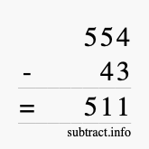 Calculate 554 minus 43 using long subtraction
