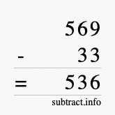 Calculate 569 minus 33 using long subtraction